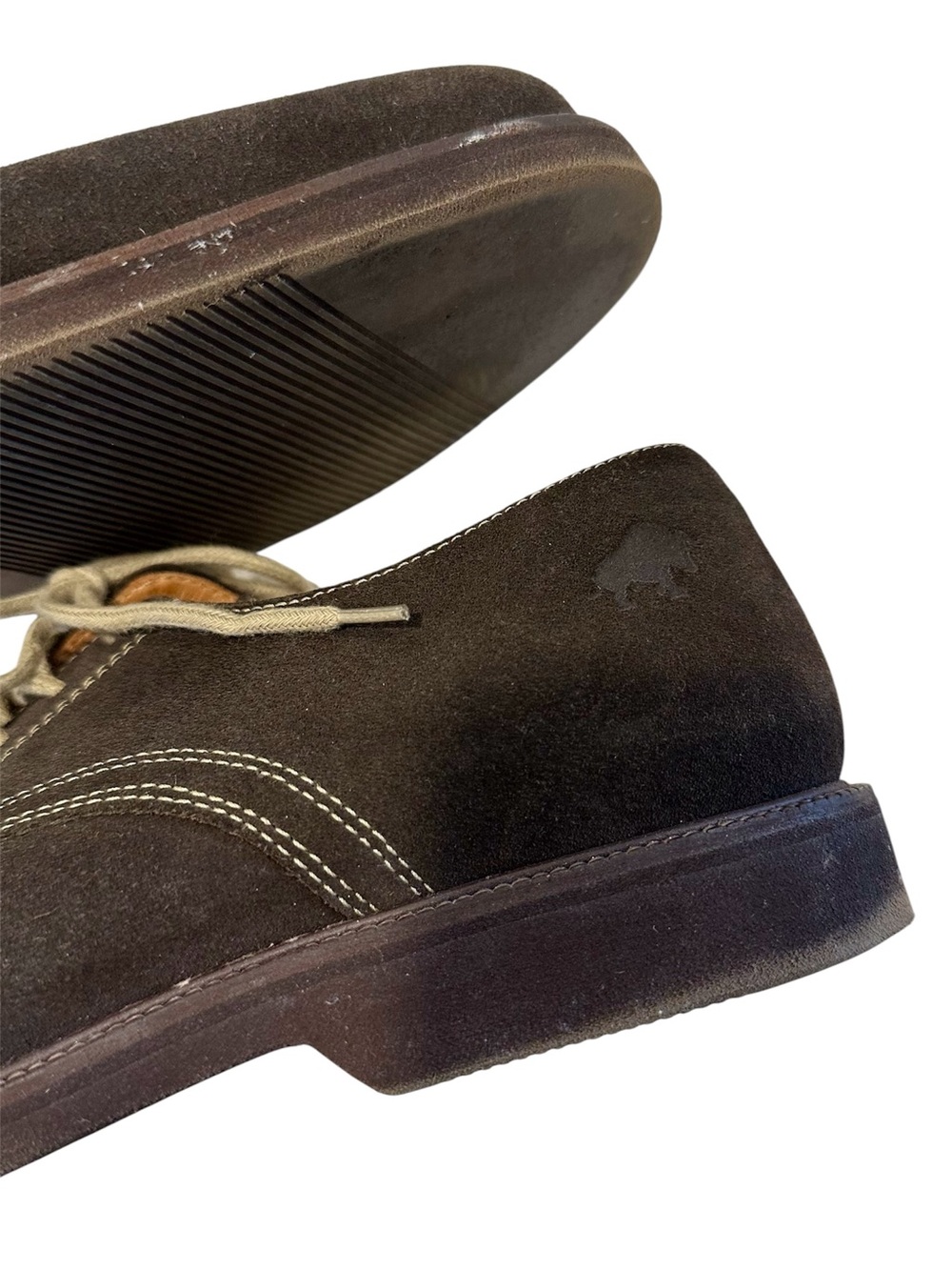Men's Dark Brown Suede Derby Shoes w/Contrast Stitching & Laces Brazil 40 US 8-9 - Picture 7 of 12